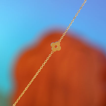 Collar De Cadena De Moda De Acero Inoxidable Con Flores De Cuatro Hojas Clásico