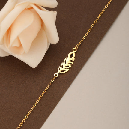 Pulsera De Acero Inoxidable Con Colgante De Hoja Calada Diseño Elegante
