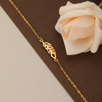 Pulsera De Acero Inoxidable Con Colgante De Hoja Calada Diseño Elegante