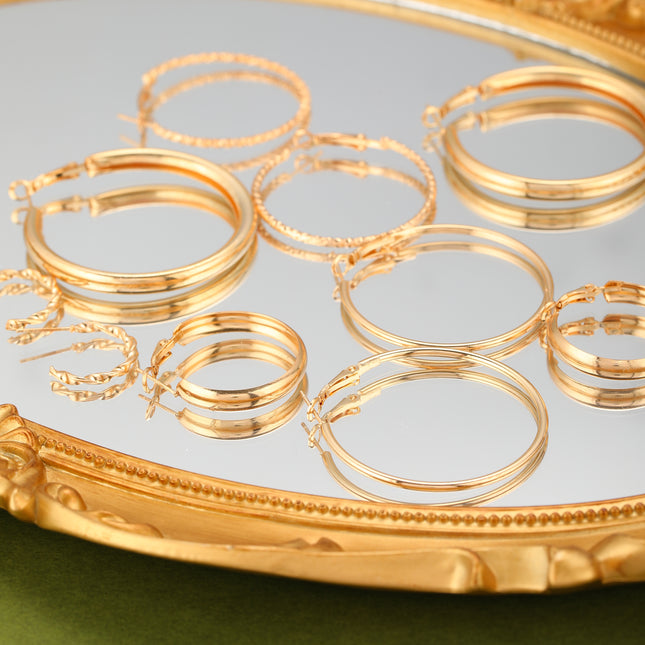 Aretes En Forma De Círculo Pendientes En Aleación Set De Simple