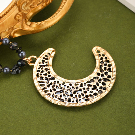 Collar Bohemio En Dije De Luna Y Cristal Artificial Irregular
