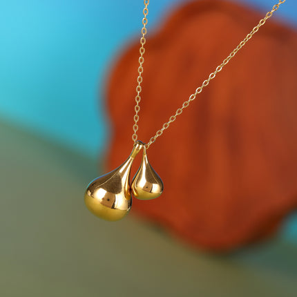 Collar Chic Con Doble Colgante De Moda De Gota Elegante De Acero Inoxidable Sencillo
