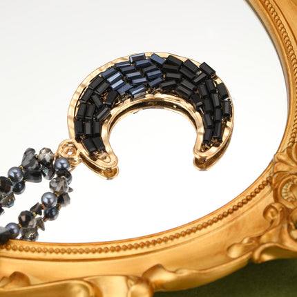 Collar Bohemio En Dije De Luna Y Cristal Artificial Irregular