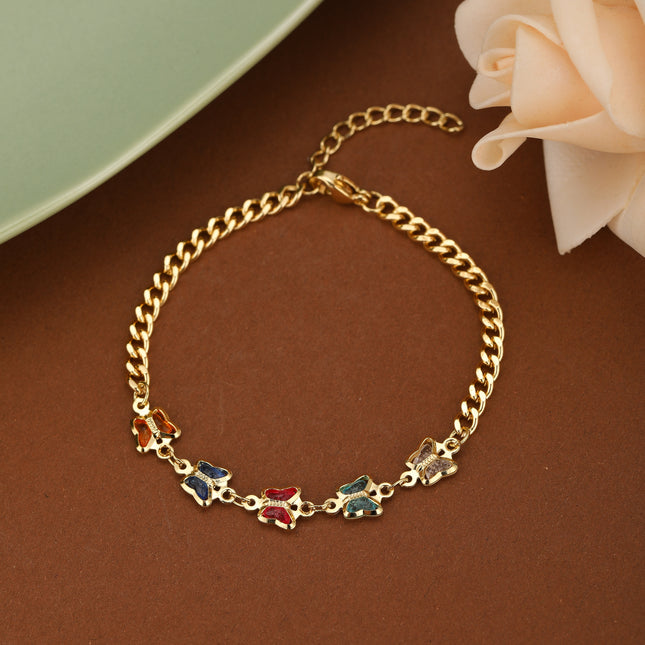 Pulsera De Acero Inoxidable Con Mariposas Multicolor Para Mujer