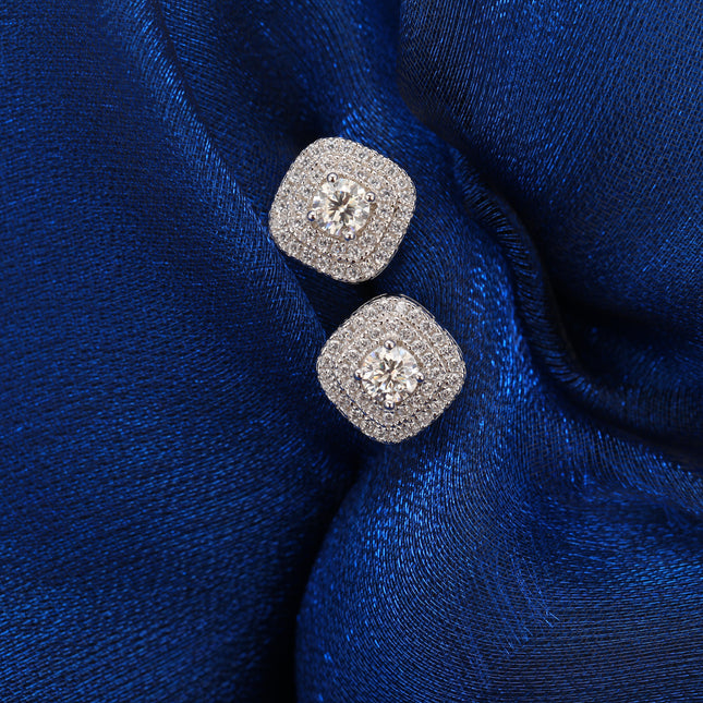 Pendientes De Moissanita Cuadrados Con Diseño Elegante Y Versátil En Plata 925