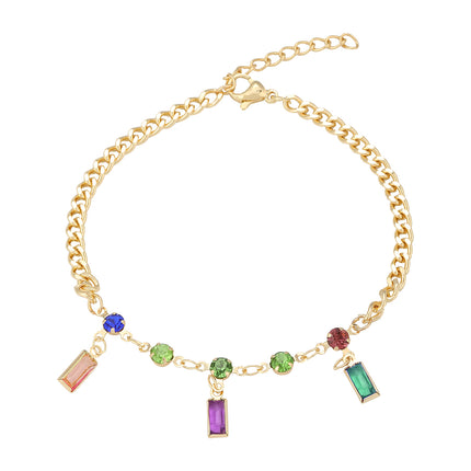 Pulsera De Acero Inoxidable Con Circonitas Multicolores De Estilo Moderno