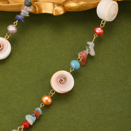 Collar Con Cristales Artificiales Y Concha De Cerámica Colorida Bohemio