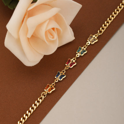 Pulsera De Acero Inoxidable Con Mariposas Multicolor Para Mujer
