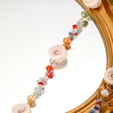 Collar Con Cristales Artificiales Y Concha De Cerámica Colorida Bohemio