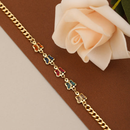 Pulsera De Acero Inoxidable Con Mariposas Multicolor Para Mujer