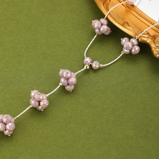 Collar Bohemio Estilo Corbata Con Cristal Morado Para Jerséis