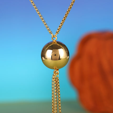 Collar De Tipo Corbata Para Mujer De Acero Inoxidable Con Borlas De Cuentas De Moda Casual