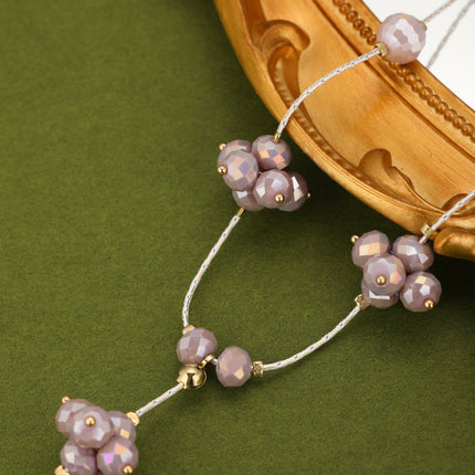 Collar Bohemio Estilo Corbata Con Cristal Morado Para Jerséis