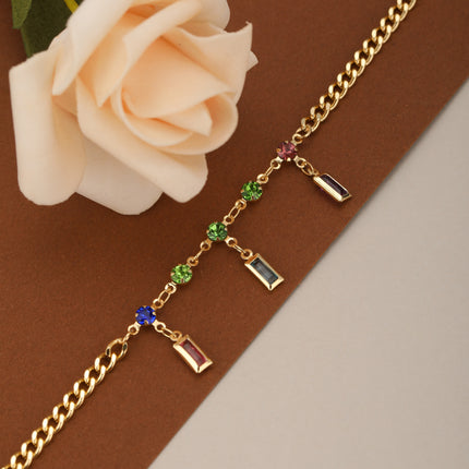 Pulsera De Acero Inoxidable Con Circonitas Multicolores De Estilo Moderno