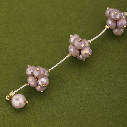 Collar Bohemio Estilo Corbata Con Cristal Morado Para Jerséis