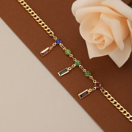 Pulsera De Acero Inoxidable Con Circonitas Multicolores De Estilo Moderno