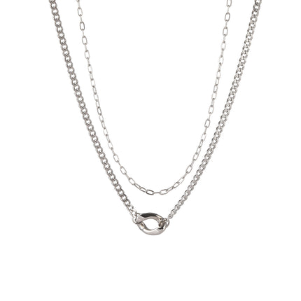 Collar De Cadena De Doble Capa Personalizada De Moda De Acero Inxidable Con Rótulo Largo
