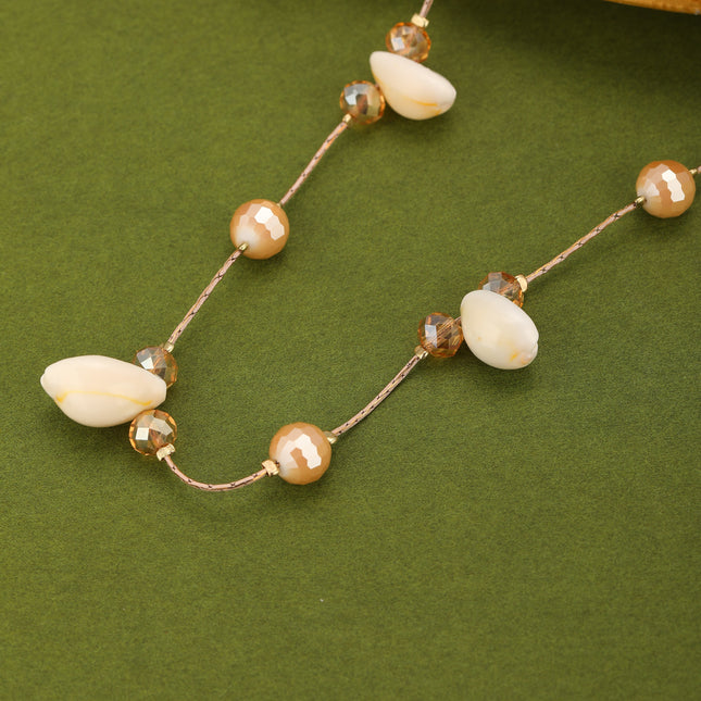Collar Largo Con Cristal Rosa Artificial Estilo Bohemio Para Mujer