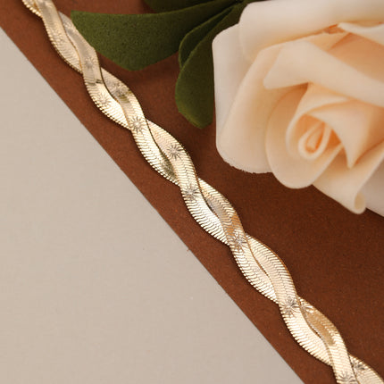 Pulsera De Mujer Con Cadena Tejida Y Diseño De Cuchilla En Cobre