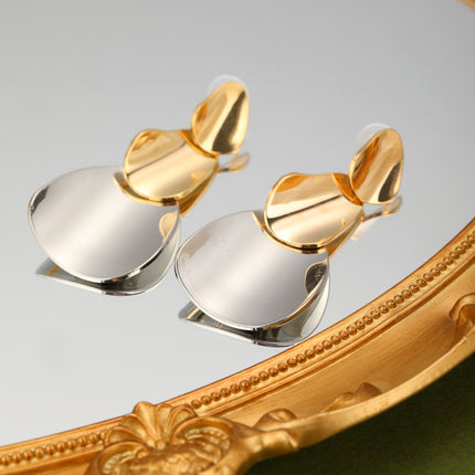 Aretes Colgantes De Geometría Metálica, Cobre Chapados En Oro 14K