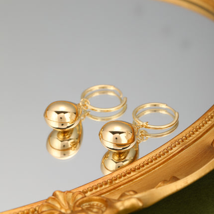 Aretes Broqueles De Cobre Con Colgante De Gota En Oro De 14K Pendientes