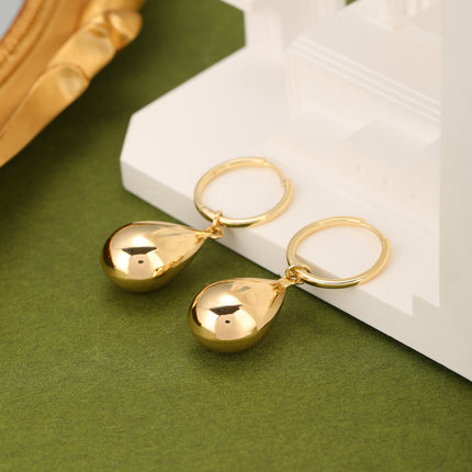 Aretes Broqueles De Cobre Con Colgante De Gota En Oro De 14K Pendientes