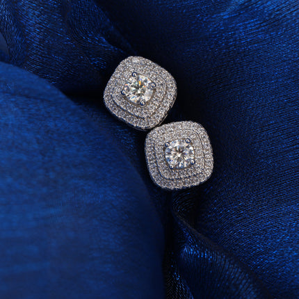 Pendientes De Moissanita Cuadrados Con Diseño Elegante Y Versátil En Plata 925