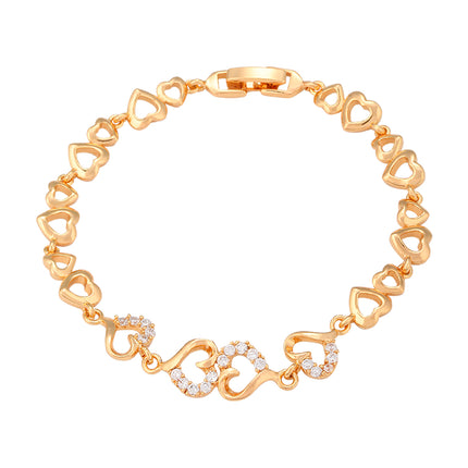 Pulsera De Cobre Con Encantadora Cadena De Corazones Romántico