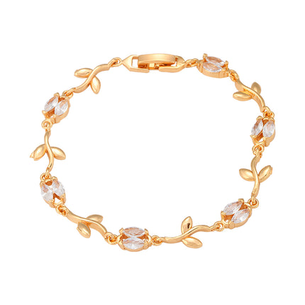 Pulsera De Cadena De Cobre Con Múltiples Flores Y Zirconias Brillantes
