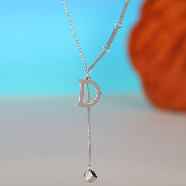 Collar De Tipo Corbata Con Colgante Versátil De Letra D De Moda De Acero Inoxidable