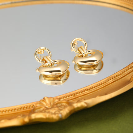 Aretes De Gran Corazón En Cobre Chapado En Oro De 14K Pendientes Mujer