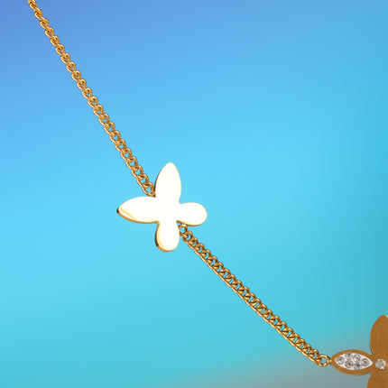 Collar Con Colgante De Mariposa De Perla De Moda De Tipo Corbata De Acero Inoxidable