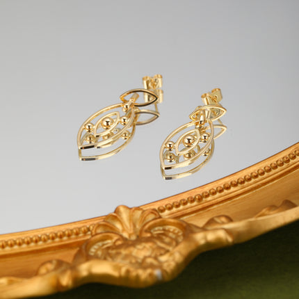 Aretes De Cobre Clásicos Con Colgante Ojo De Demonio En Oro 18K
