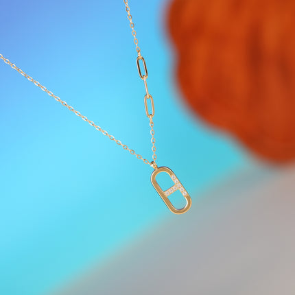 Collar De Cadena Fina Con Colgante Hueco En Forma De Doble D Con Diamantes De Imitación