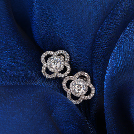 Pendientes De Moissanita En Forma De Trébol De Plata 925