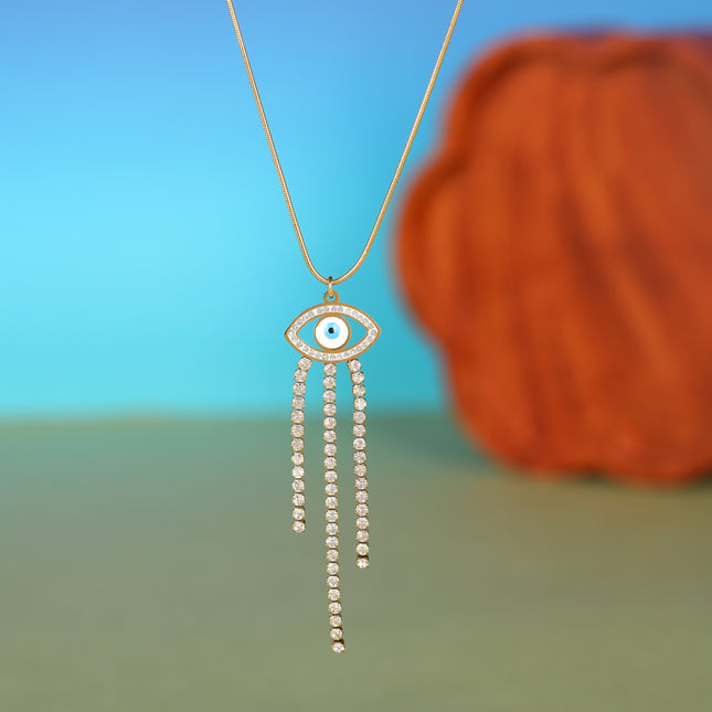 Collar De Cadena De Hueso De Serpiente Con Colgante De Ojo De Diablo De Moda