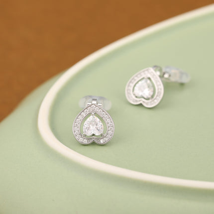 Aretes En La Oreja De Corazón Plateado Con Zirconia Ear Cuff Sofisticado