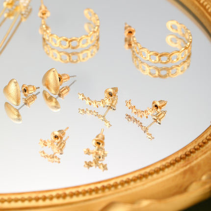 Aretes De Aleación Con Diseños De Corazón, Estrella Y Broche Set