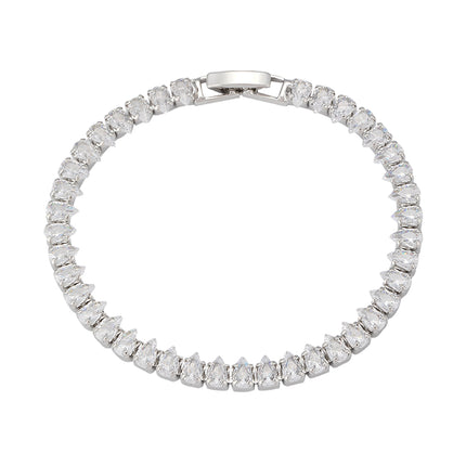 Pulsera De Cadena Color Acero Con Zirconias Completamente Engastadas