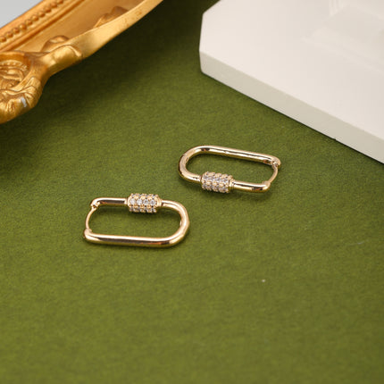 Aretes Arracadas Con Detalle Rectangular Y Zirconias, Estilo Exagerado
