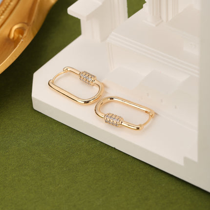 Aretes Arracadas Con Detalle Rectangular Y Zirconias, Estilo Exagerado