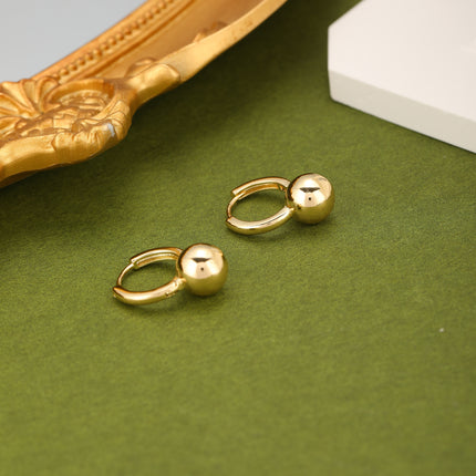 Aretes Broqueles Con Esferas Doradas Baño De Oro 14K Pendientes Moderno
