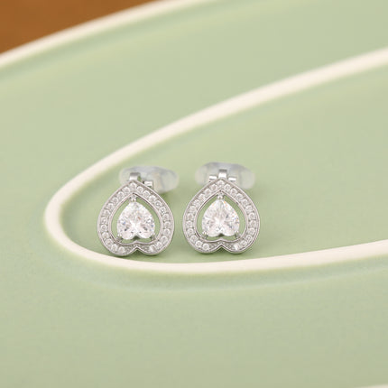 Aretes En La Oreja De Corazón Plateado Con Zirconia Ear Cuff Sofisticado