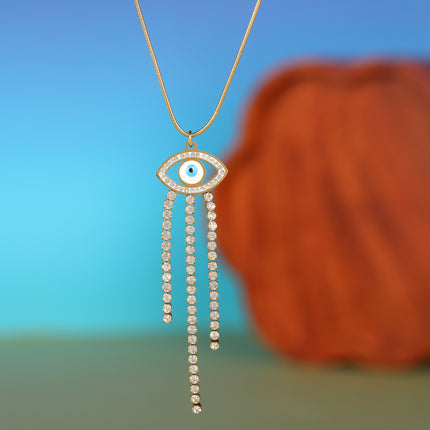 Collar De Cadena De Hueso De Serpiente Con Colgante De Ojo De Diablo De Moda