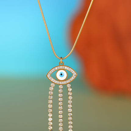 Collar De Cadena De Hueso De Serpiente Con Colgante De Ojo De Diablo De Moda