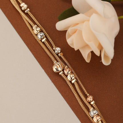 Pulsera Cadena Metálica Multicapa Con Cuentas Ovaladas En Cobre