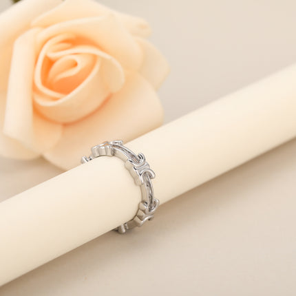 Anillo Con Diseño De Arco Del Triunfo Y Diamantes Zirconia De Cobre Chapado En Plata