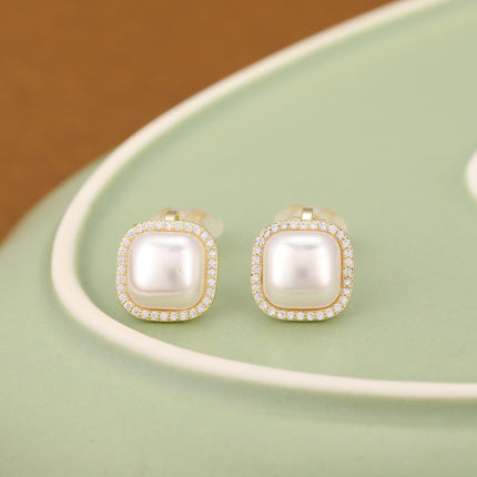 Aretes En La Oreja Cuadrado Con Perla Artificial, Ear Cuff Elegante