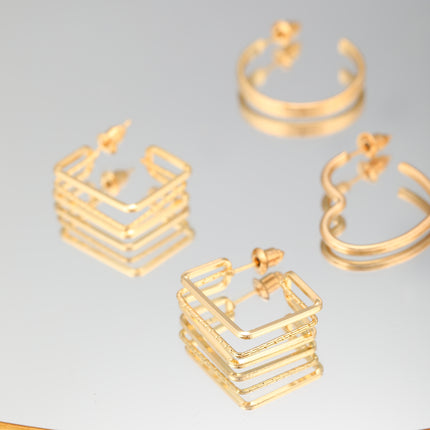 Set De Aretes De Moderno Básicos En Forma De Corazón Y Aro Pendientes