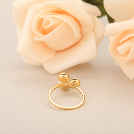 Anillo Diamantes De Zirconia Con Perlas Incrustadas En Aleación Chapado En Oro 14K